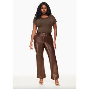 Babaton Aritzia Publish Pant Vegan Leather Bootcut Pleather Chocolate Brown  8